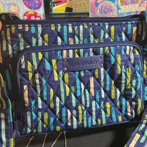Vera Bradley Quilted Bag in Blue and Green Stripes